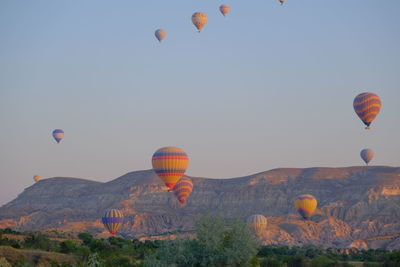 Hot air balloons flying in sky