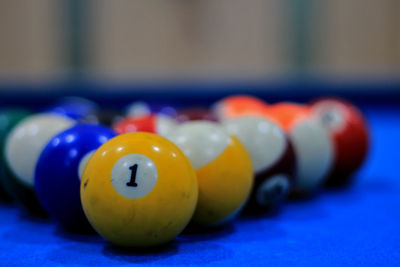 Close-up of balls on table