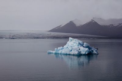 Scenic view of frozen lake against sky