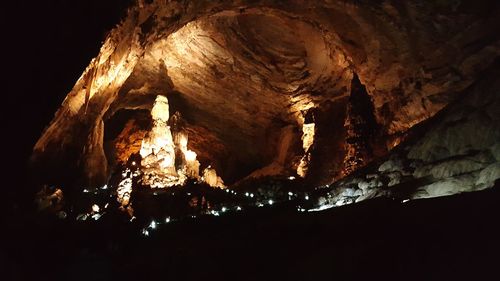 Low angle view of fire in the dark
