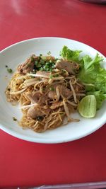 High angle view of meal served in plate