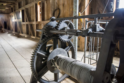 Close-up of machine part in factory