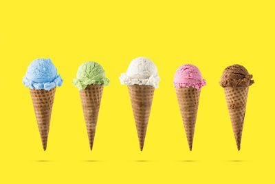 Close-up of ice cream against yellow background