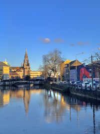 Reflection of buildings in water