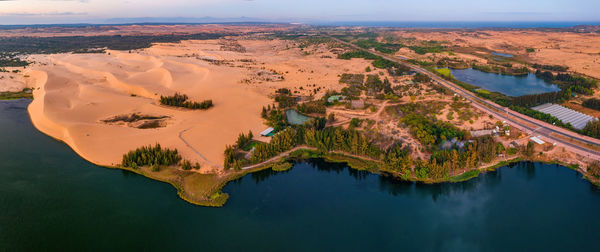 High angle view of lake