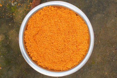 High angle view of food in bowl