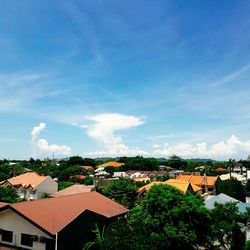 High angle view of townscape against sky