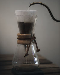 Close-up of coffee cup on table