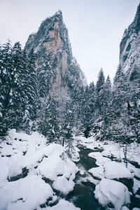 Snow covered mountain against sky