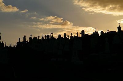 Tombstones at waverley cemetery during sunset