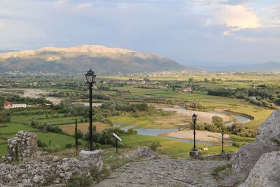 Scenic view of landscape against cloudy sky