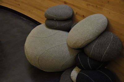 High angle view of stones on table