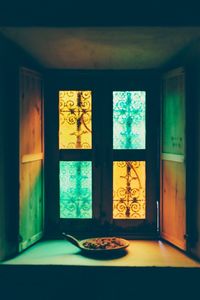 Glass window on table