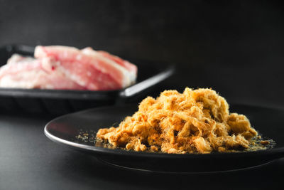 Close-up of meat served in plate