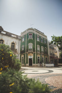 Low angle view of building against clear sky