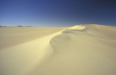 Scenic view of desert against clear sky