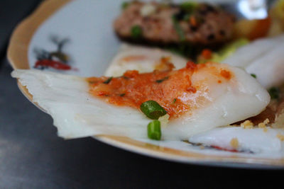 Close-up of sushi served in plate