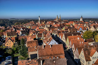 High angle view of buildings in city