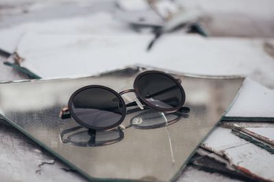 High angle view of sunglasses on table