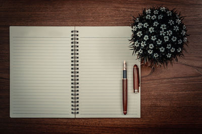 High angle view of pen on table