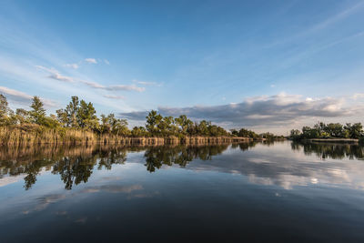 Scenic view of lake against sky