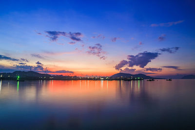 Scenic view of sea against sky at sunset