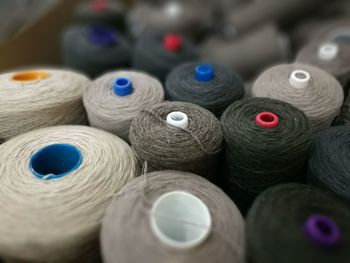 Close-up of spools