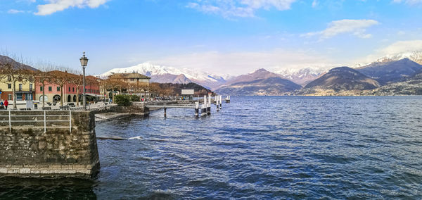 Extra wide view of colico and of the lake of como