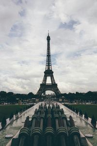 View of tower against cloudy sky