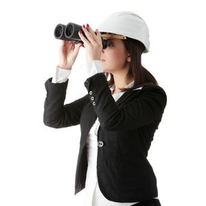 Side view of beautiful young woman against white background