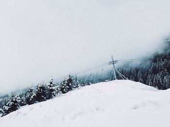 Low angle view of snow against sky