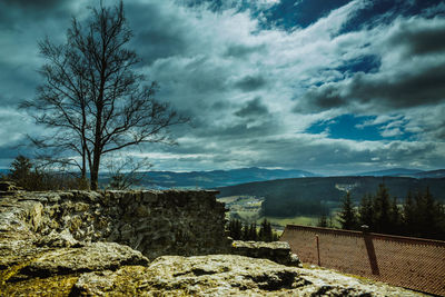 Scenic view of mountains against sky