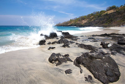 Scenic view of beach against sky