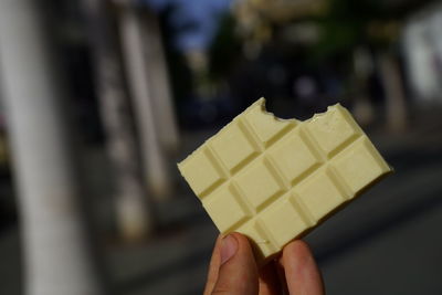 Close-up of person holding ice cream