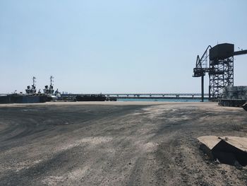 Scenic view of beach against clear sky