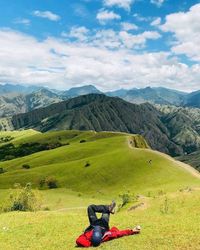 Scenic view of mountains against sky