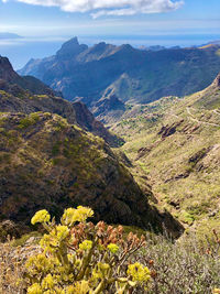 Scenic view of mountains against sky