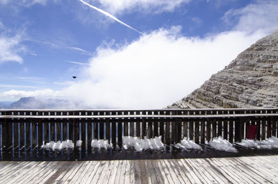 Scenic view of mountains against sky during winter