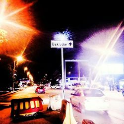 Information sign at night