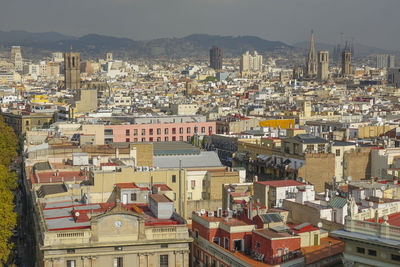 High angle view of townscape against sky