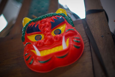 Close-up of toys on table