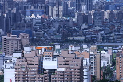 High angle view of buildings in city