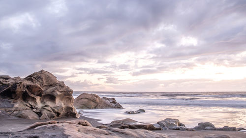 Scenic view of sea against sky during sunset