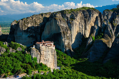 Panoramic view of rock formations against sky