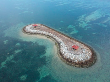 High angle view of artificial island in sea