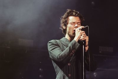 Man singing on microphone