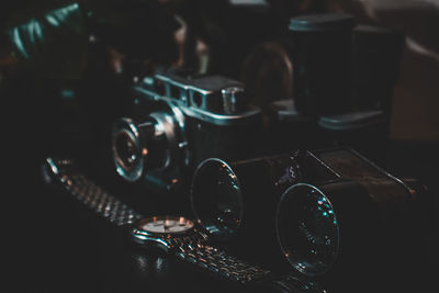 Close-up of glasses on table