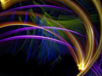 Close-up of light trails against black background