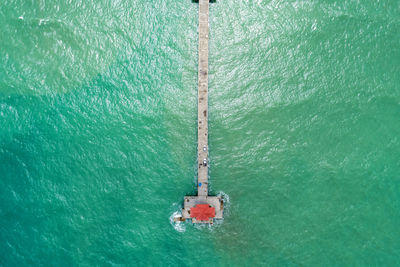 High angle view of boat in sea