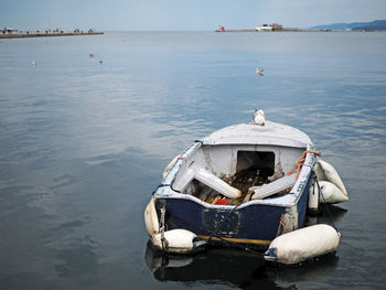 High angle view of boat in sea